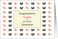 For Daughter Graduation Greeting Card-Graduation Hats & Diplomas card