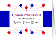Becoming a US Citizen Greeting Card-Green Card-Stars card