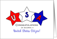 Becoming a US Citizen Greeting Card-Green Card-Stars-U.S.A. card