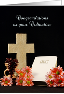 Congratulations on your Ordination Greeting Card-Cross-Bible card