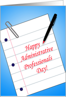 Happy Administrative Professionals Day Greeting Card-Note Paper-Pen card