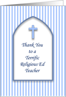 Thank You Card for Religious Ed Teacher in Blue card