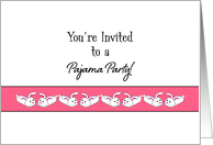 Pajama Party Invitation for Girls with Bunny Slipper Border card