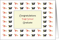 High School Graduation Greeting Card-Diplomas-Graduation Caps card