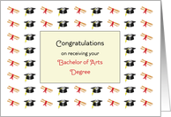 Bachelor of Arts Degree Graduatiion Greeting Card-Caps-Diploma card