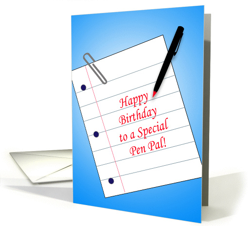 Birthday Card for Pen Pal with Note paper and Pen Design card (447102)