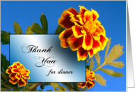 Thank You For Dinner Greeting Card-Orange Marigold Flowers card