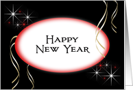 Business New Year Card-Red Oval-Happy New Year card