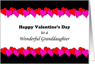 For Granddaughter Valentine’s Day Greeting Card-Pink, Red Heart Border card