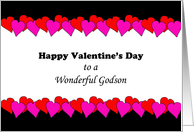 For Godson Valentine’s Day Greeting Card-Pink, Red Heart Border card