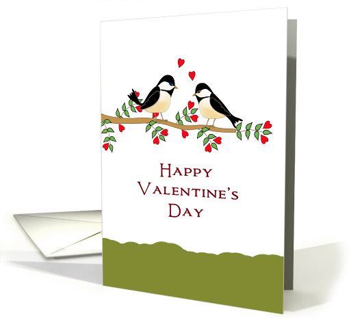 Valentine's Day Greeting Card-Two Chickadee Birds on... (544009)