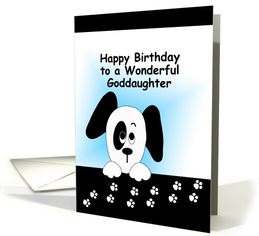 For Goddaughter Birthday Greeting Card with Black and White Dog card