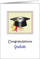 For Graduate Graduation Greeting Card-Black Graduation Hat & Diploma card