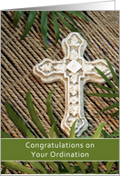 Congratulations on Your Ordination Greeting Card with Cross and Palms card