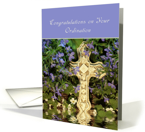 Congratulations on Your Ordination Greeting Card-Cross Reflection card