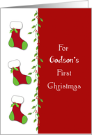 For Godson’s First Christmas Greeting Card-Christmas Stockings card