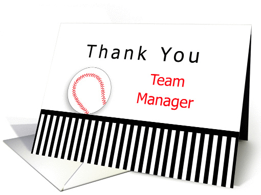 For Team Manager Baseball Thank You Greeting Card-Black Stripes card