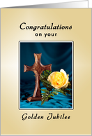 Golden Jubilee Greeting Card-50th Anniversary, Cross, Rose card