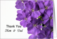 Thank You Mom and Dad, Purple Flowers card