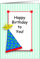 Happy Birthday to You, Party Hat, Stars card