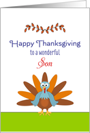For Son Thanksgiving Greeting Card - Turkey & Leaf Design card