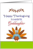 For Goddaughter Thanksgiving Greeting Card-Turkey & Leaf Design card