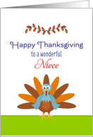 For Niece Thanksgiving Greeting Card with Turkey & Leaves card