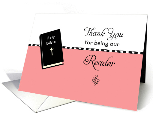 Thank You for Being Our Reader Card, Bible, Cross, Pink card (673340)