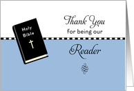 Thank You Card For Being Our Reader-Blue-Cross-Bible card