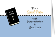 For Pastor Thank You Card with Bible, Cross, Appreciation card