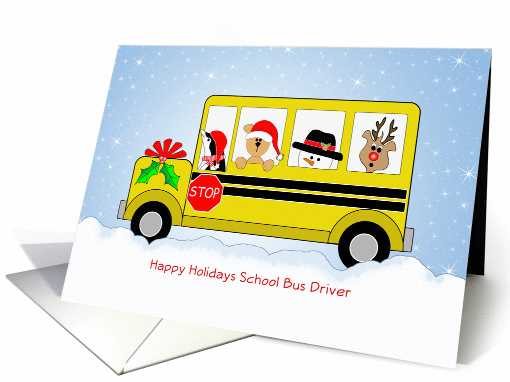 For School Bus Driver Christmas Card-Snowman-Bear-Snow... (676321)