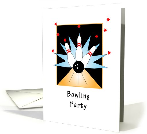 Bowling Party Invitation, Illustration Pins and Ball card (690014)