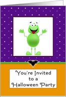 Halloween Party Invitation with Green Gremlin card