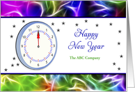 Business Happy New Year Greeting Card with Clock-Customizable Text card