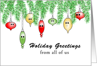 From All Of Us Business Christmas Holiday Greeting Card, wiith Ornaments card