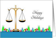 Christmas Card From Law Office / Legal Firm-Scales of Justice-Presents card