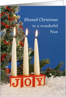 Nun, Blessed Christmas Card, Candles, Joy card