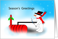 Underground Fuel Tank Christmas Card, Snowman, Tools card