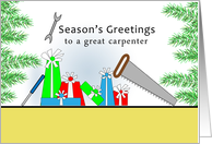 For Carpenter Christmas Card-Season’s Greetings-Retro Presents-Tools card
