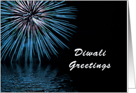 Diwali New Year Greeting Card with Blue Fireworks card