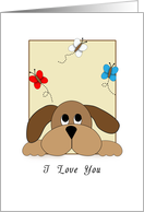 I Love You, Dog with Butterfly card