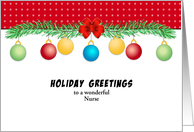 Christmas Greeting Card for Nurse-Customizable Text-Ornaments card