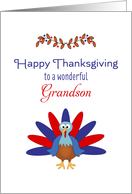 For Deployed GrandsonThanksgiving Greeting Card-Patriotic Turkey card