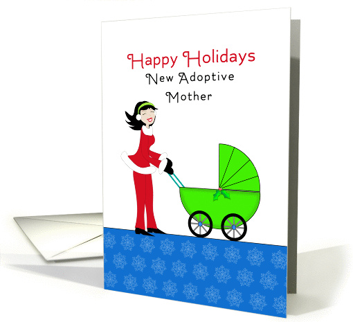For Newly Adoptive Mother Christmas Card-Baby Stroller-Girl card