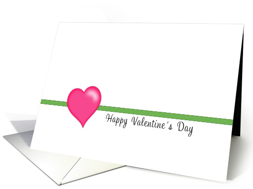Happy Valentine's Day Greeting Card-Pink Heart Over Green... (742834)