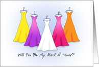 Maid of Honor Invitation, Rainbow Dresses card