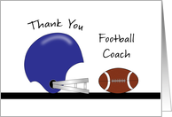 For Football Coach Thank You Greeting Card-Football and Helmet card
