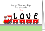For Son Valentine’s Day Greeting Card with Train Full of Love card