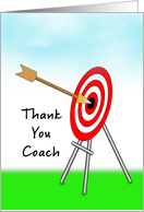 Archery Coach Thank You Card, Bulls Eye and Bow card