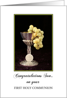 Son First Holy Communion Card with Chalice, Grapes and Communion Wafer card